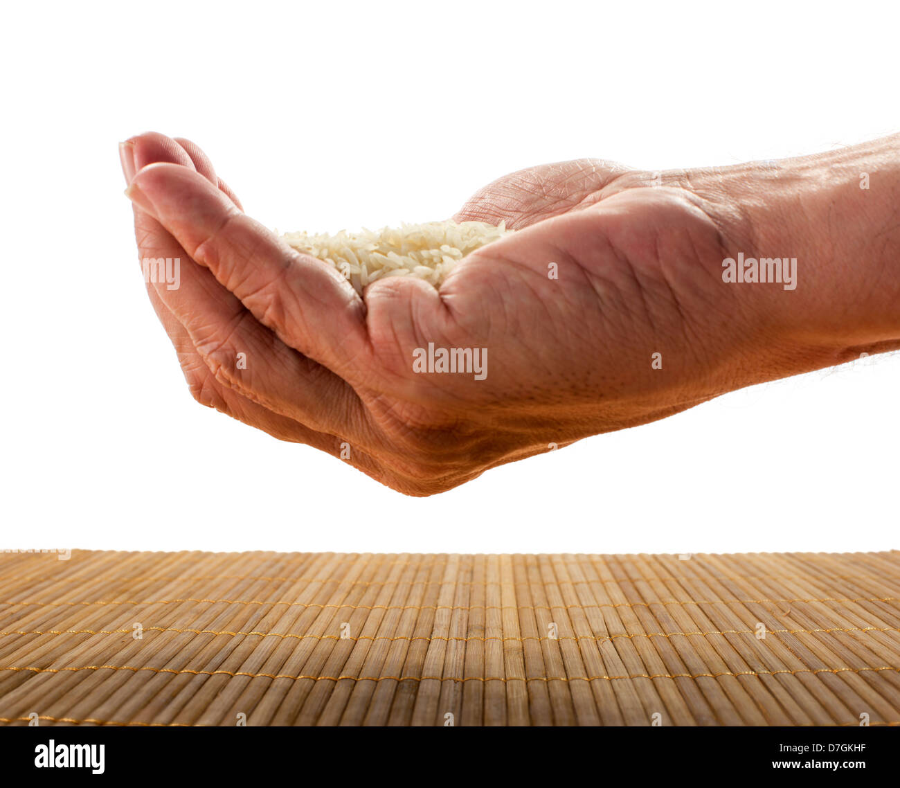 einerseits von Reis als Nahrung für den asiatischen Stockfoto