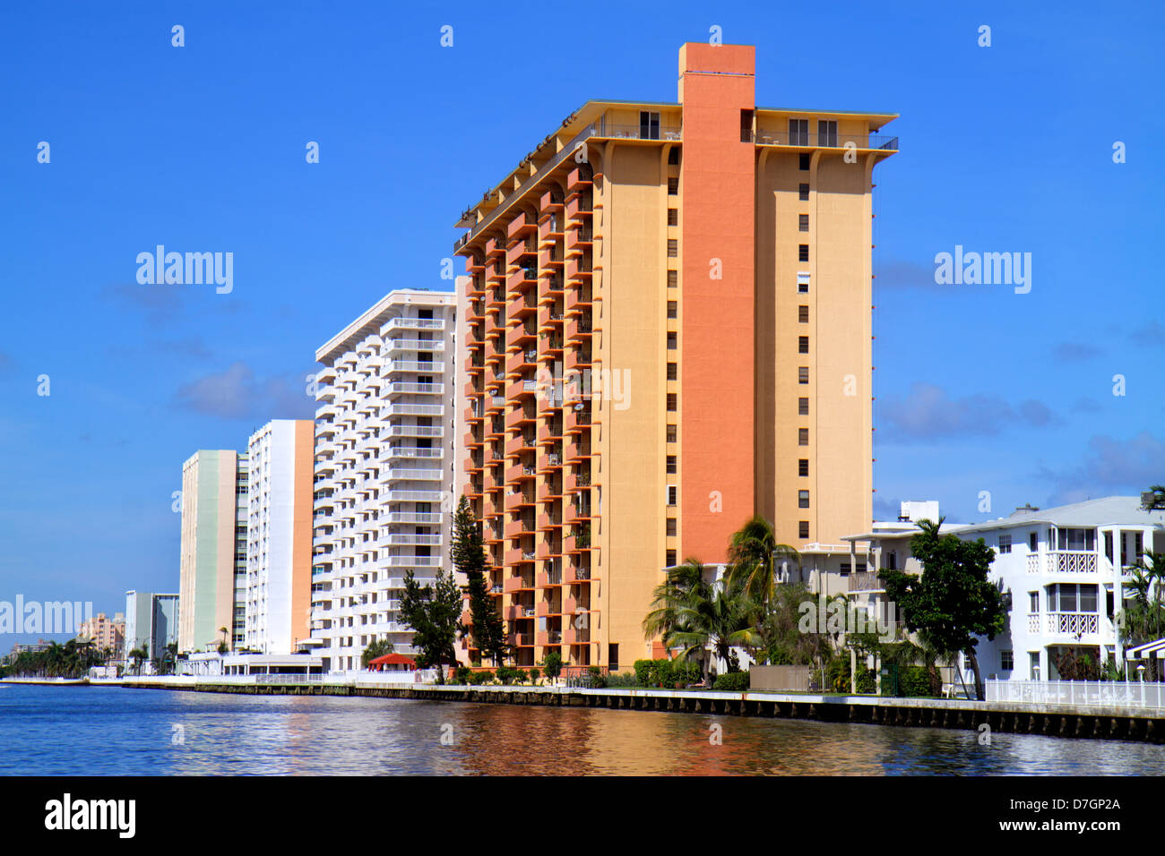 Hollywood Florida, Intracoastal Hochhaus Wolkenkratzer Gebäude Gebäude Eigentumswohnung Wohnapartment Wohnungen Gehäuse, City Skyline, S Stockfoto