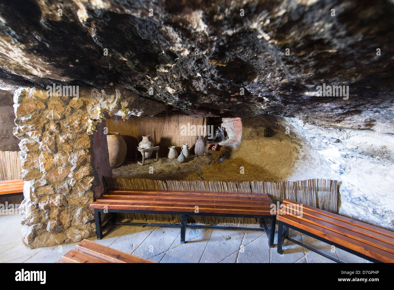 Höhle im Feld der Hirten in Bethlehem, Israel Stockfoto