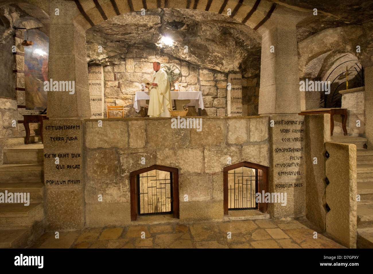 Der Heilige Hieronymus Höhle unterhalb St. Catherines Kirche in Bethlehem, Israel Stockfoto