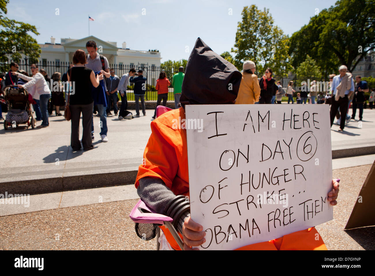 Guantanamo Bay detention Camp opposer Proteste vor dem Weißen Haus Stockfoto