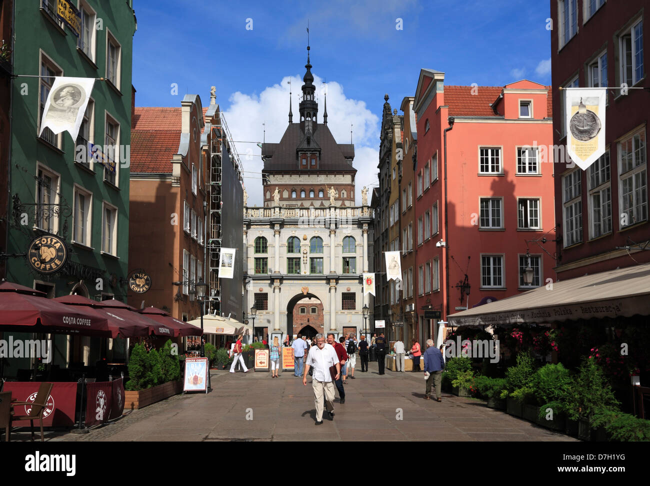 Danzig, Golden Gate, Zlota Brama und lange Straße, Langgasse, Stockfoto