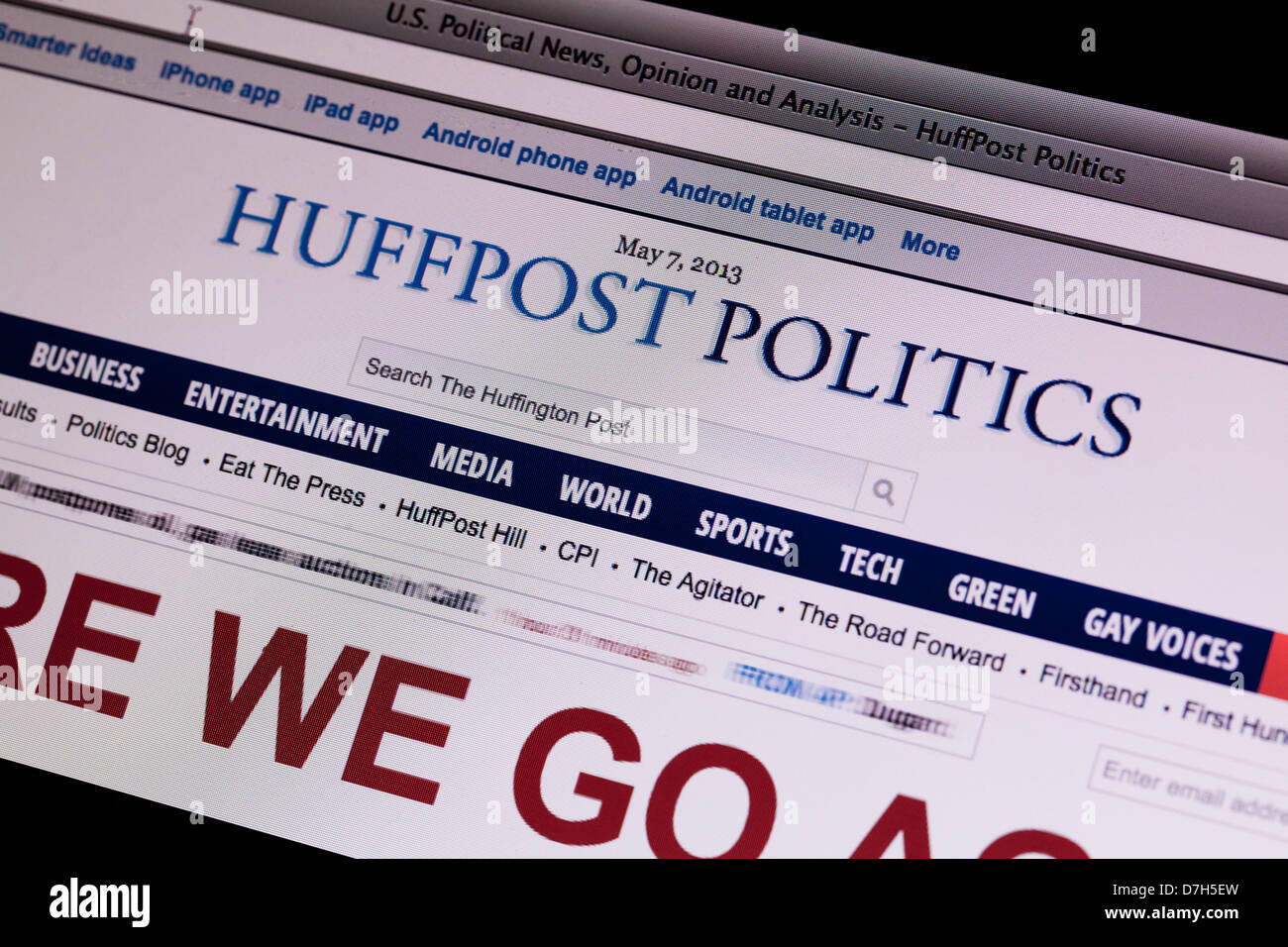 Huffington Post Politik Webseite auf dem Bildschirm Stockfoto