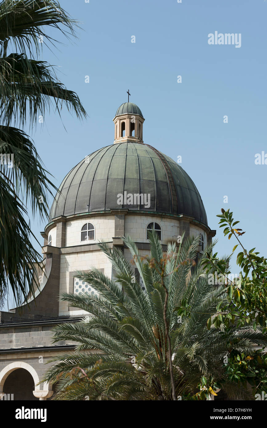 Die Kuppel des Klosters der Seligpreisungen Kirche in Galiläa, Israel Stockfoto
