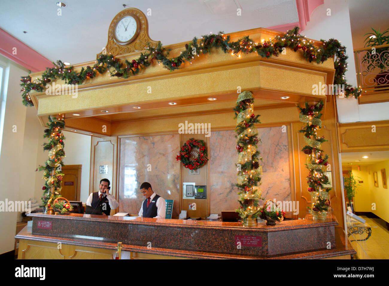 Miami Beach Florida, Collins Avenue, Hotel Florida Beach, RIU Hotels & Resorts, Lobby, Rezeption Check-in Rezeption Reservierungs-Register, regi Stockfoto