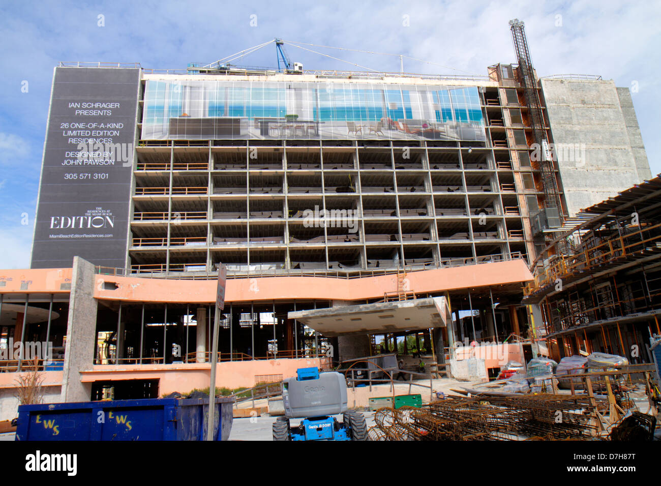 Miami Beach Florida, Collins Avenue, Edition Residences, unter Neubau Baumeister, Eigentumswohnung Wohnapartments buildi Stockfoto