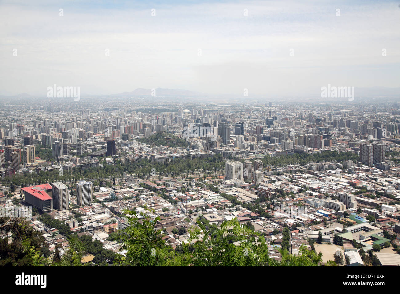Santiago de Chile-Blick vom Cerro San Cristobal Stockfoto