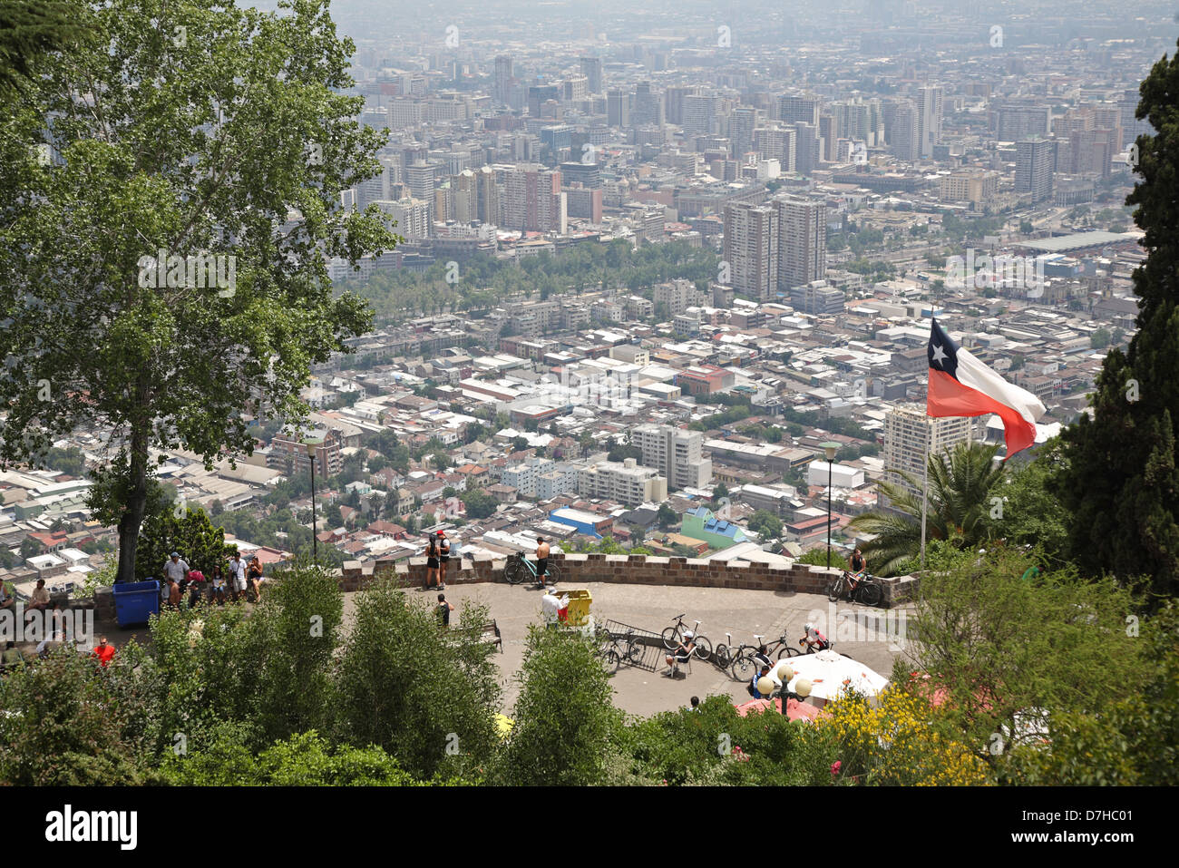 Santiago de Chile-Blick vom Cerro San Cristobal Skyline Stockfoto