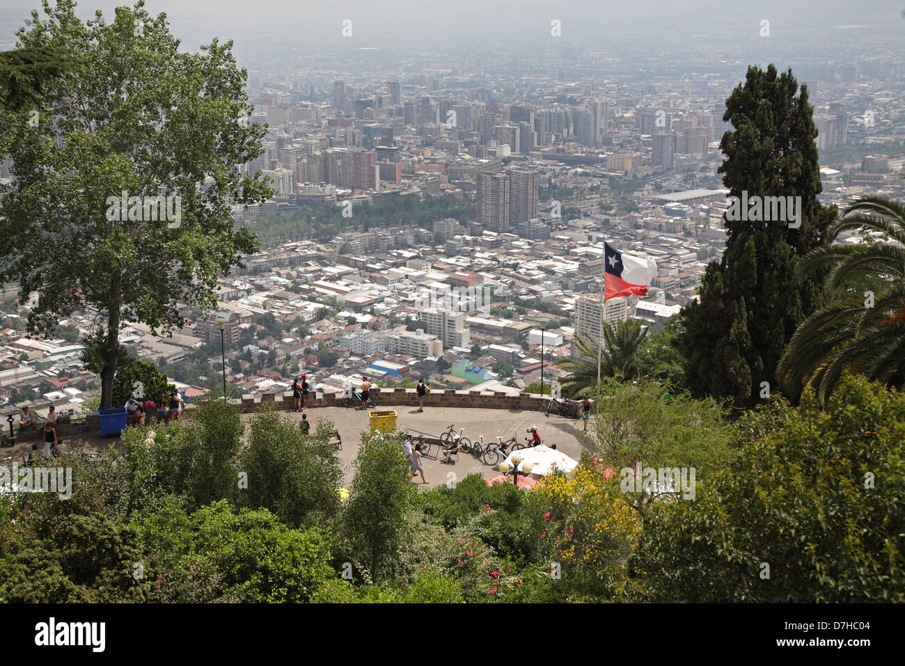 Santiago de Chile-Blick vom Cerro San Cristobal Skyline Stockfoto