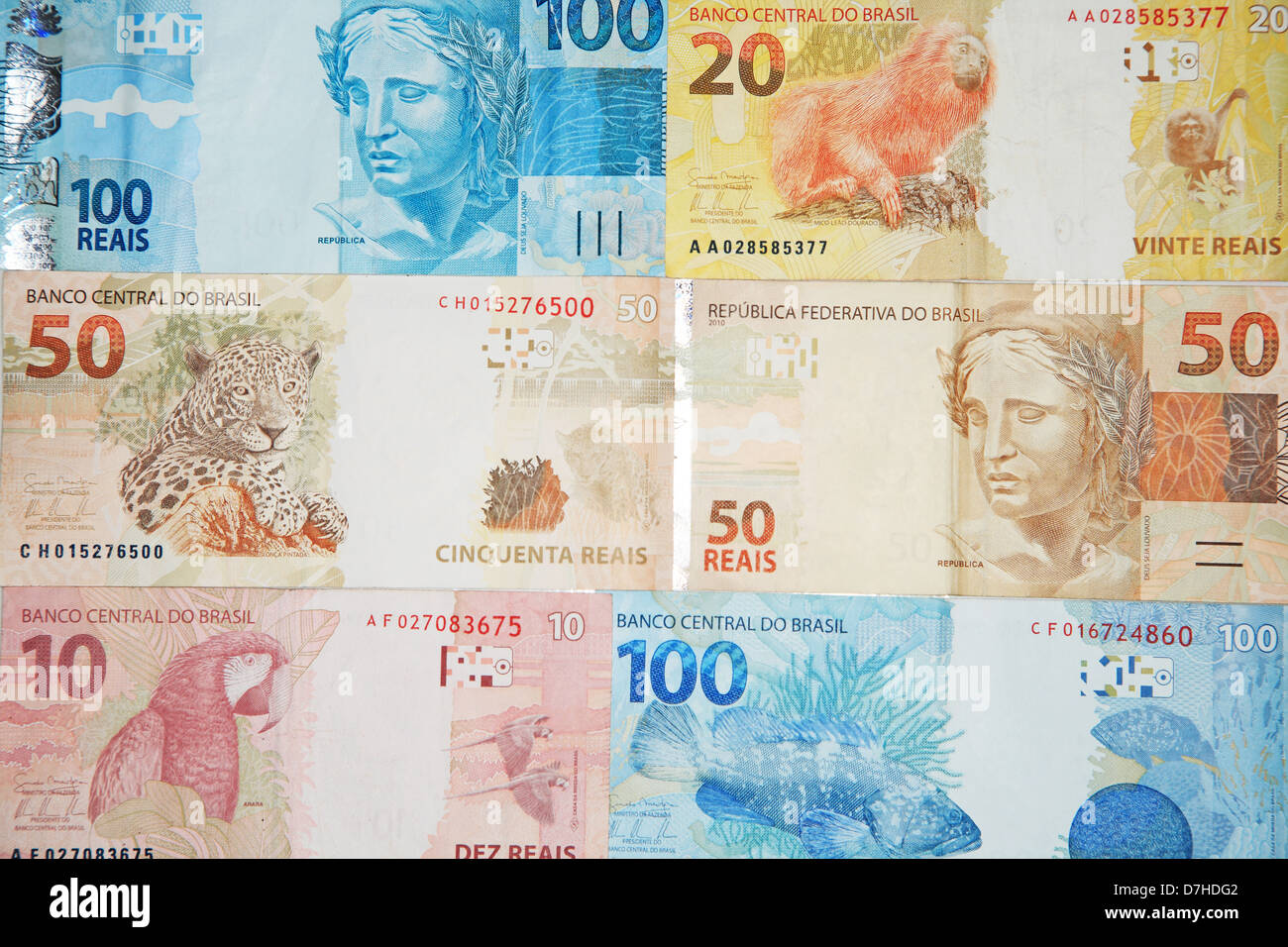 Brasilianischen Banknoten "Real" Stockfoto