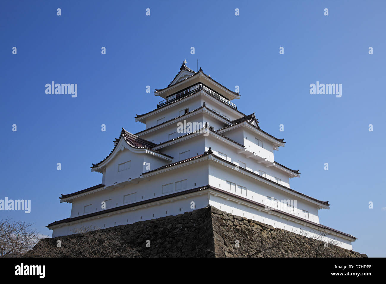 Japan, Präfektur Fukushima, Aizu-Wakamatsu, Tsuruga-Jo Burg Stockfoto
