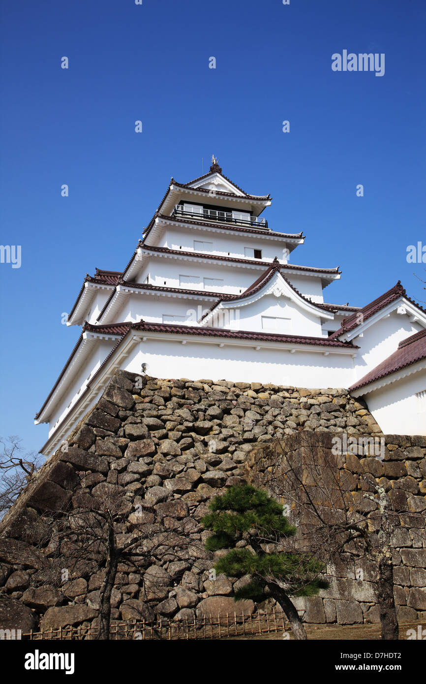 Japan, Präfektur Fukushima, Aizu-Wakamatsu, Tsuruga-Jo Burg Stockfoto