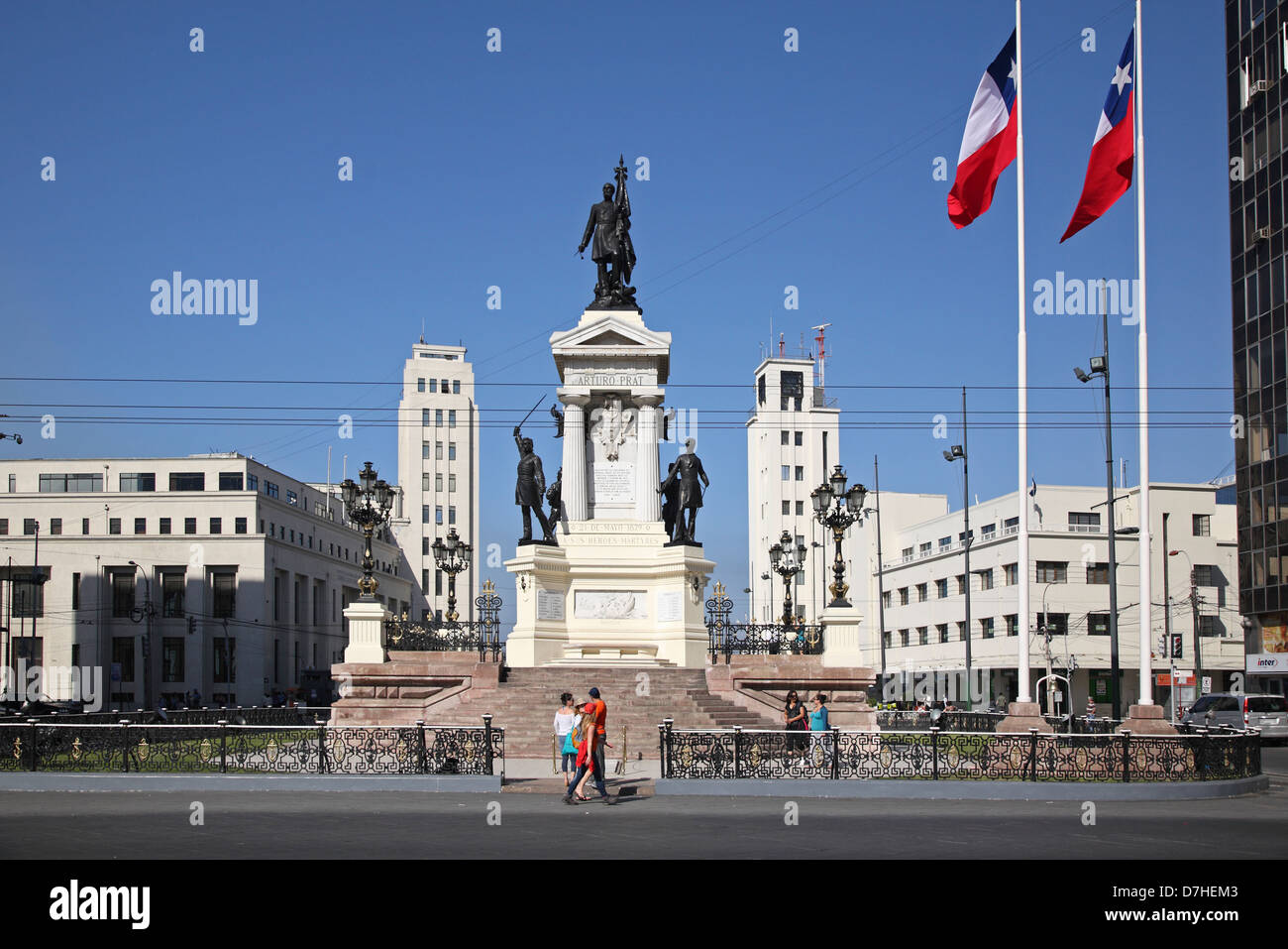 Valparaiso Plaza Sotomayor square Sotomayor Monumento ein Los Heros de lquique Stockfoto