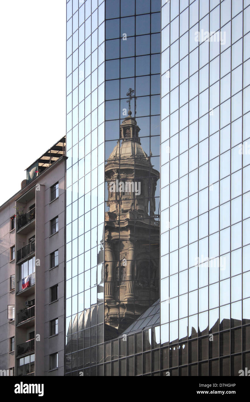 Santiago de Chile Plaza de Armas Kathedrale Reflexion Stockfoto