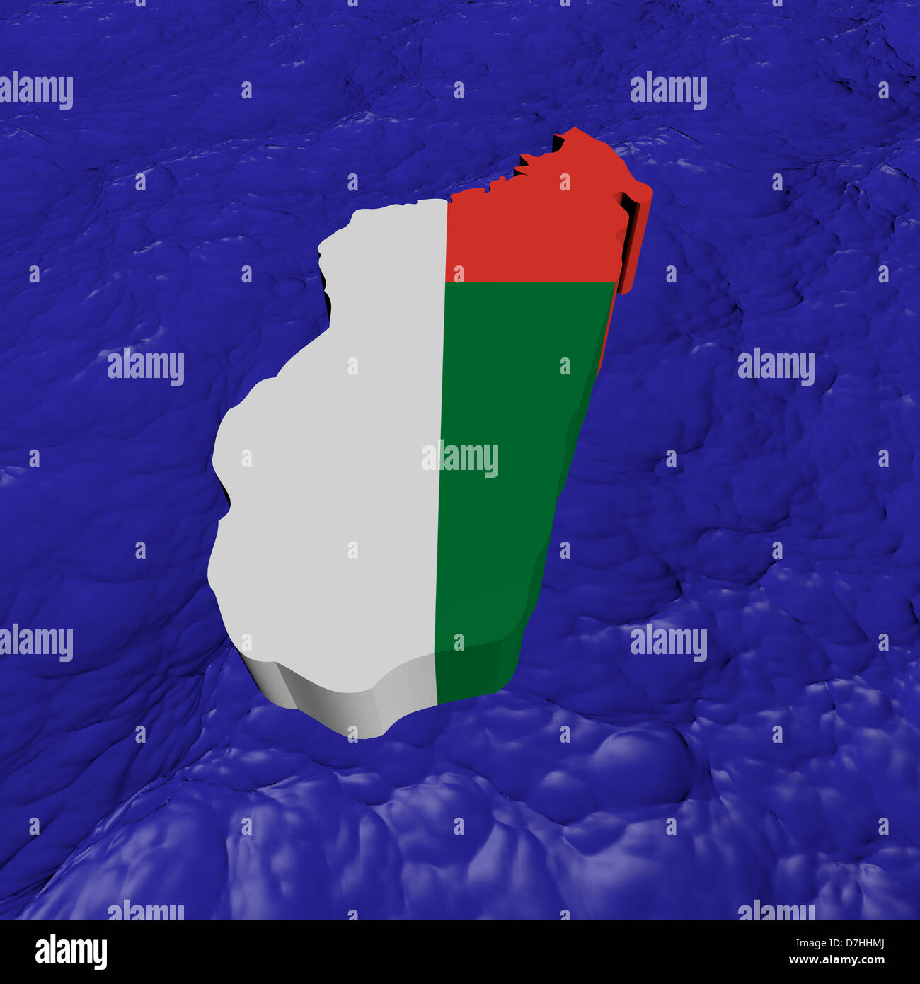 Madagaskar Karte Flagge in abstrakte Ozean Abbildung Stockfoto