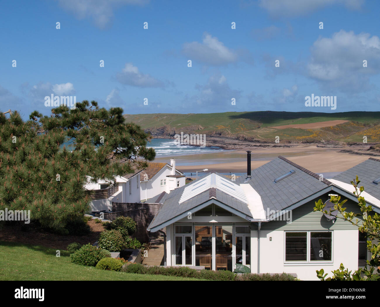 Grundstück mit Meer Blick, Polzeath, Cornwall, 2013 Stockfoto