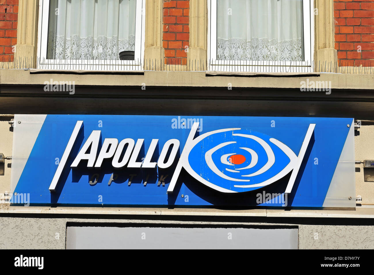 Unternehmen, Firmenschilder, Namen, Logo, Apollo Optik, Apollo Stockfoto