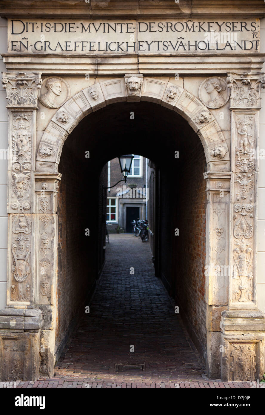 Eingang der Musik Schule, Dordrecht, Niederlande Stockfoto