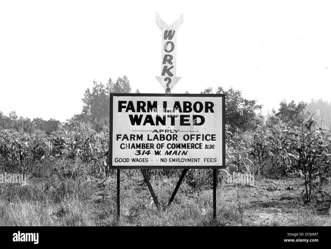 Medford Bauernhofarbeit zu signieren, 1944 Stockfoto