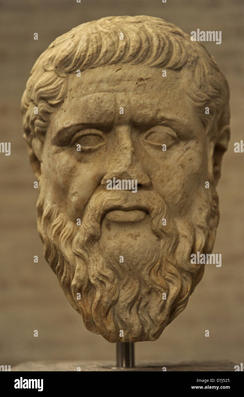 Platon (428-348 v. Chr.). Griechischer Philosoph. Kopf. Römische Kopie. Glyptothek Museum. München. Deutschland. Stockfoto