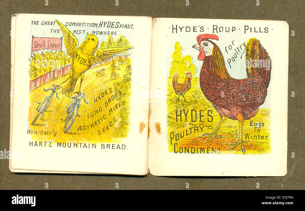 Seiten aus Hyde's Werbebroschüre Sing Birdie Sing 1898 Stockfoto