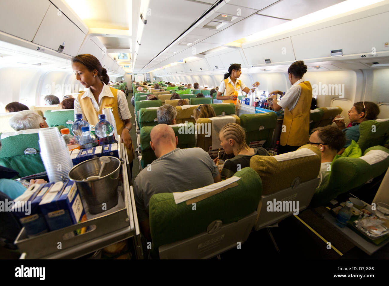 Kabine einer Boeing 767-300, Ethiopian Airlines Stockfoto