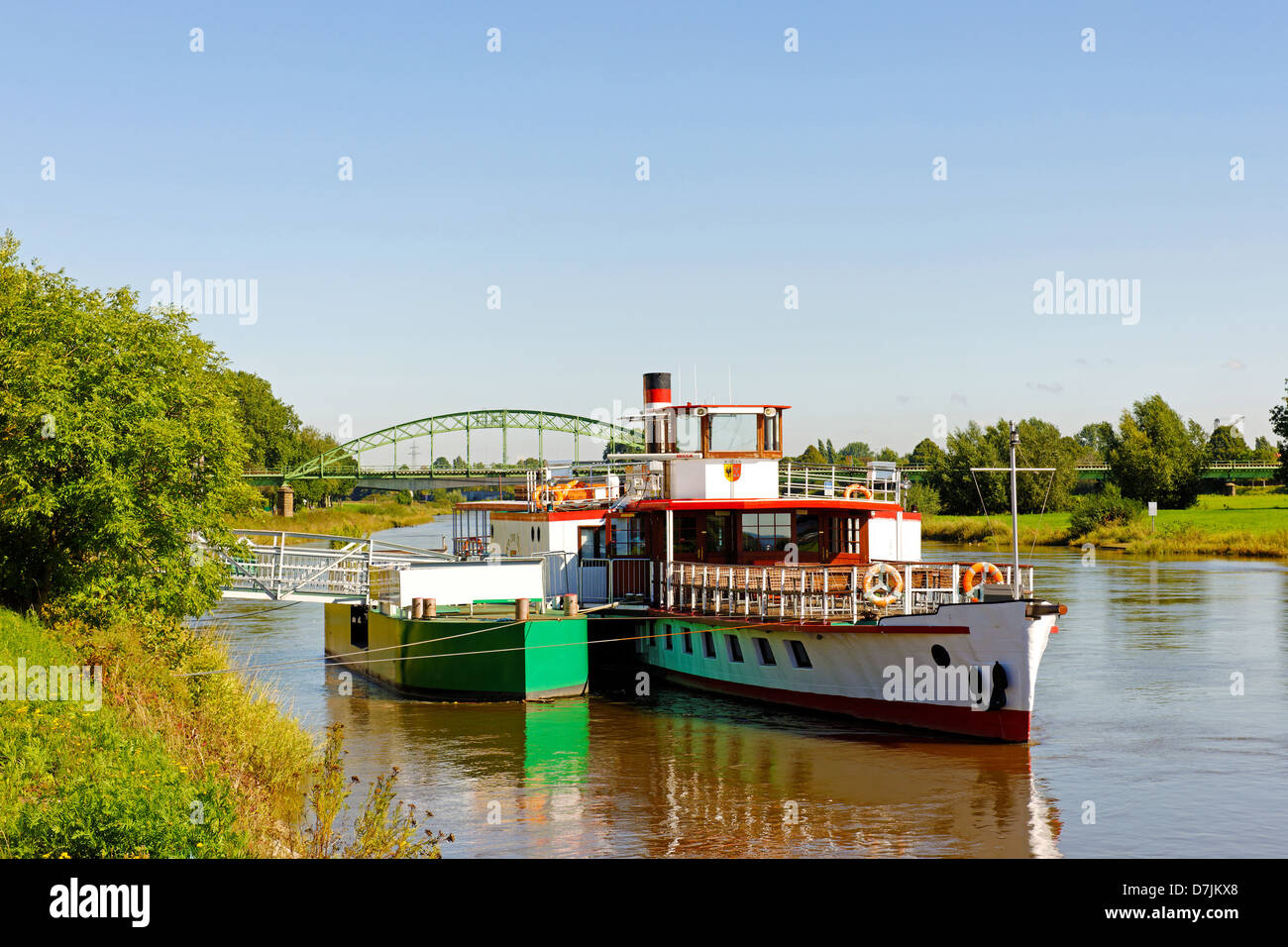 Die Rad-Dampfer in Minden auf der Weser, Nordrhein-Westfalen, Deutschland Stockfoto