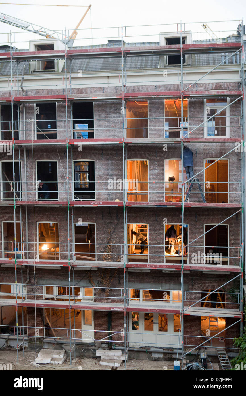 Renovierung von Häusern in Amsterdam Stockfoto