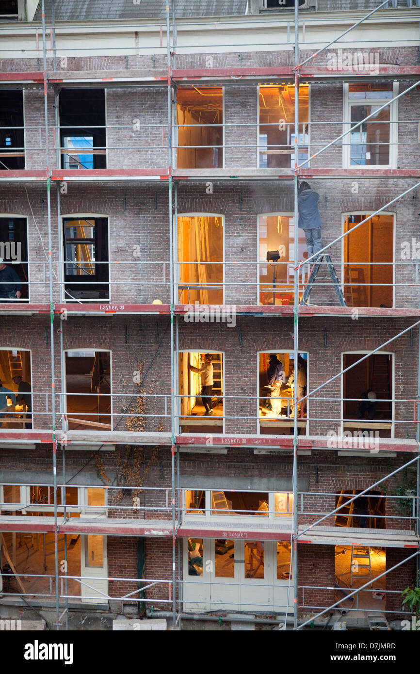 Renovierung von Häusern in Amsterdam Stockfoto