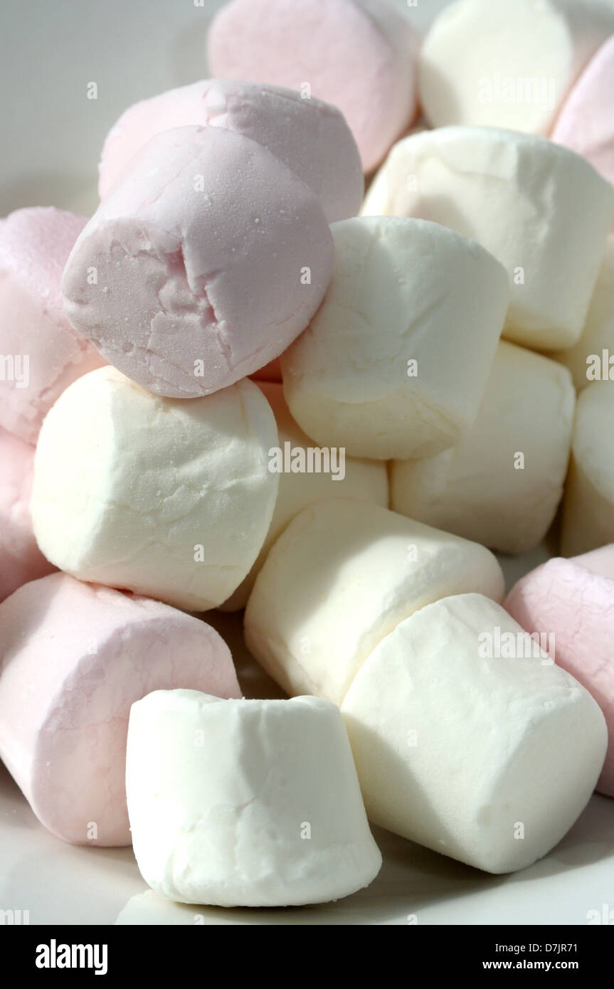 Nahaufnahme von rosa und weiße Marshmallows Stockfoto