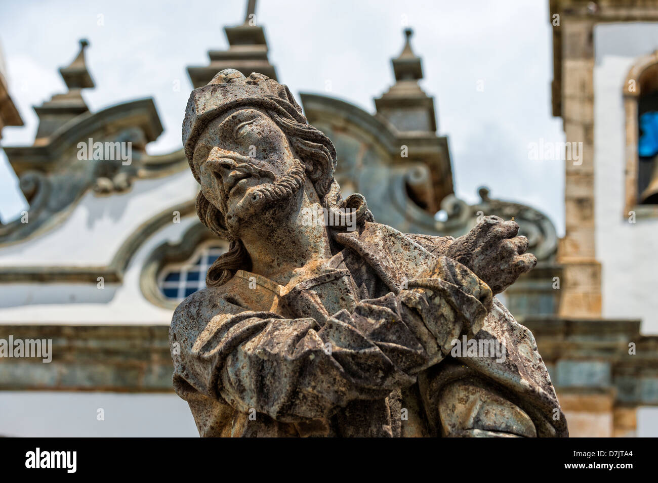 Santuario de Bom Jesus de Matosinhos, Aleijandinho Meisterwerk, Propheten Hesekiel Statue, Congonhas Do Campo, Brazi Stockfoto