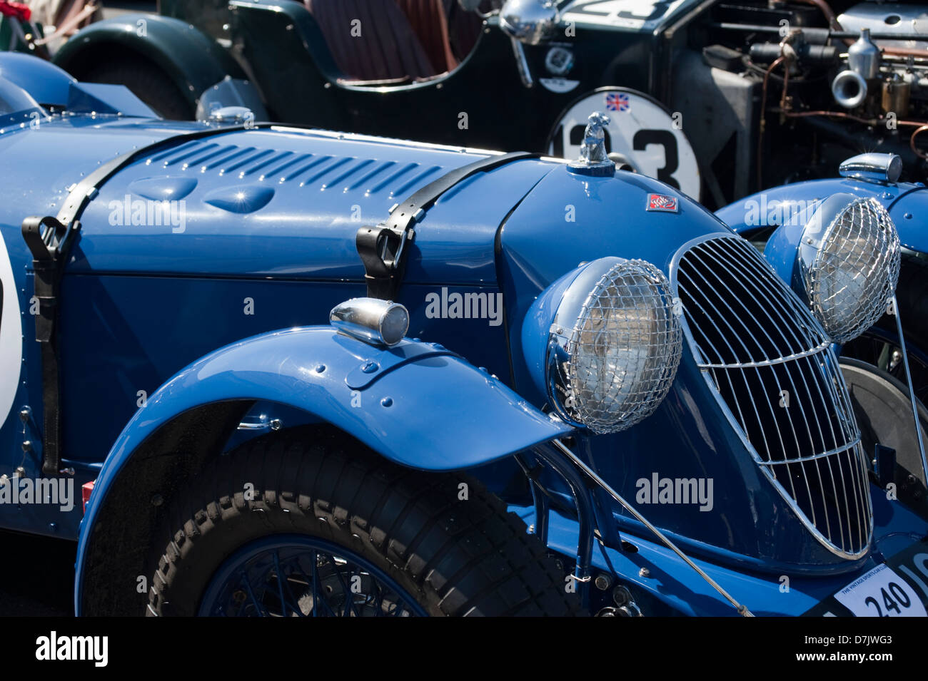 Ein vintage Riley bei der vscc Spring Start Event in Silverstone, Northamptonshire, England, UK. Stockfoto