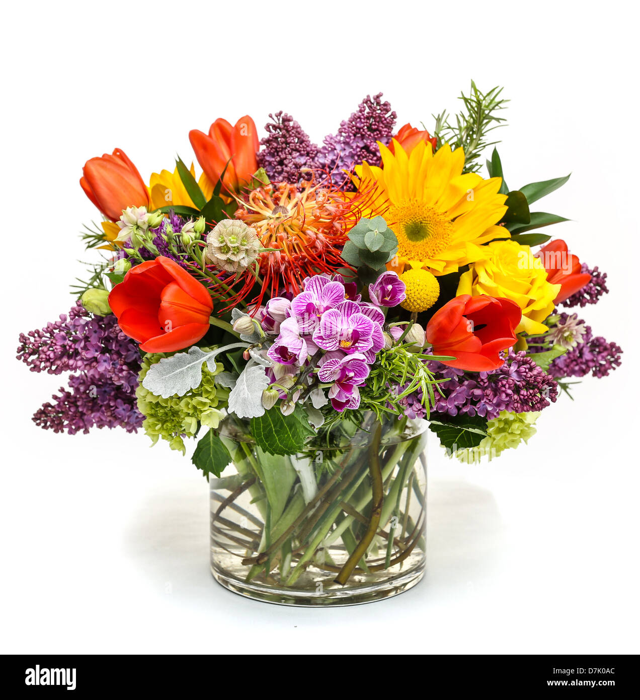 Einen schönen Frühling-Blumen-Arrangement in einer klaren vase Stockfoto
