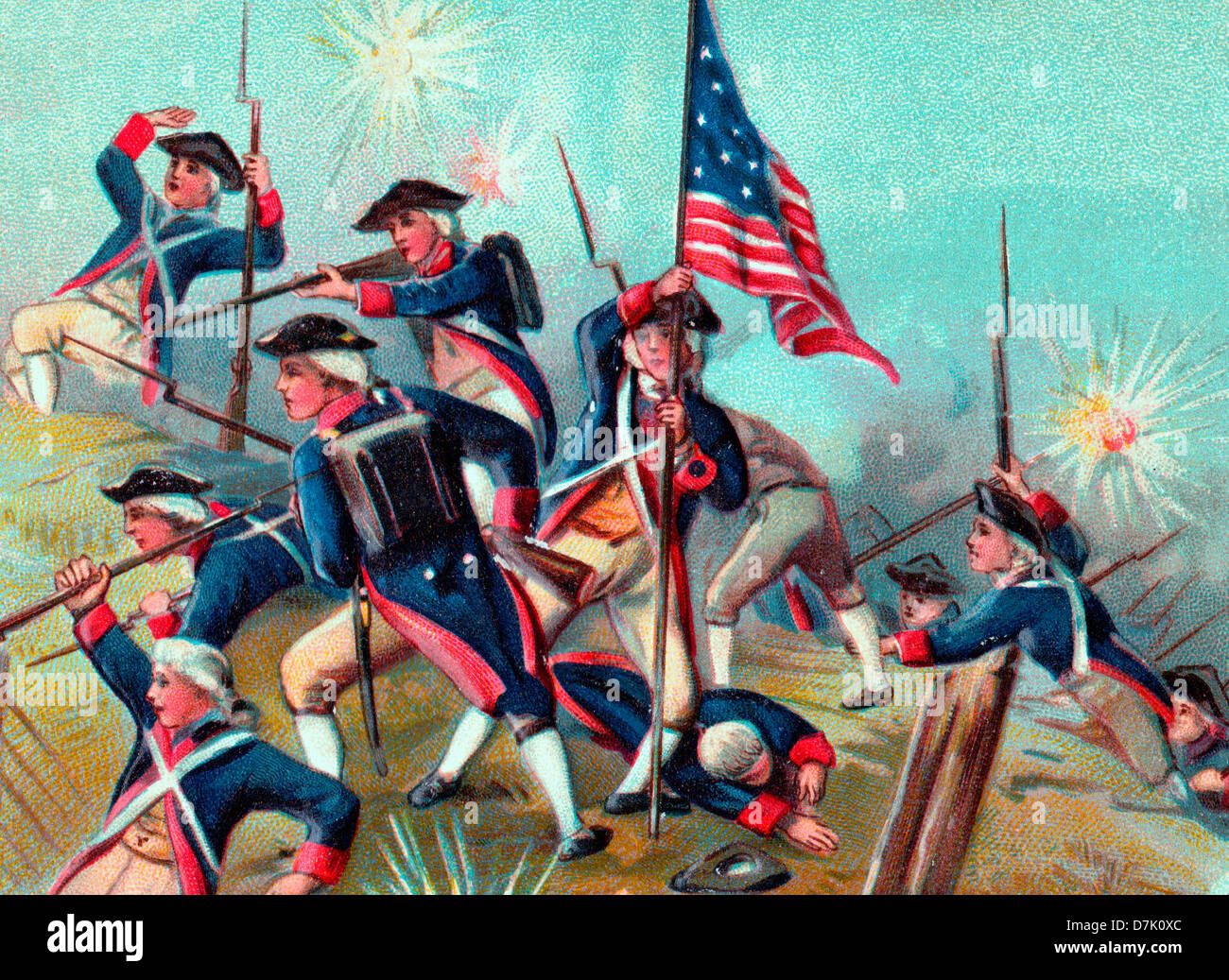 Die Schlacht von Bunker Hill während des Unabhängigkeitskrieges der USA - 17. Juni 1775 Stockfoto
