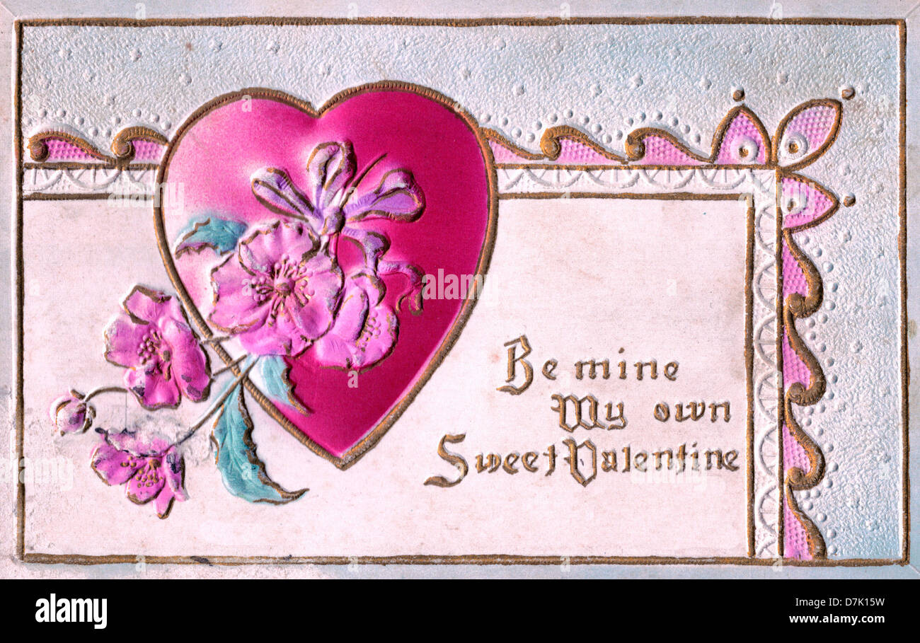 Be Mine, meine eigene süße Valentine - Vintage-Karte Stockfoto