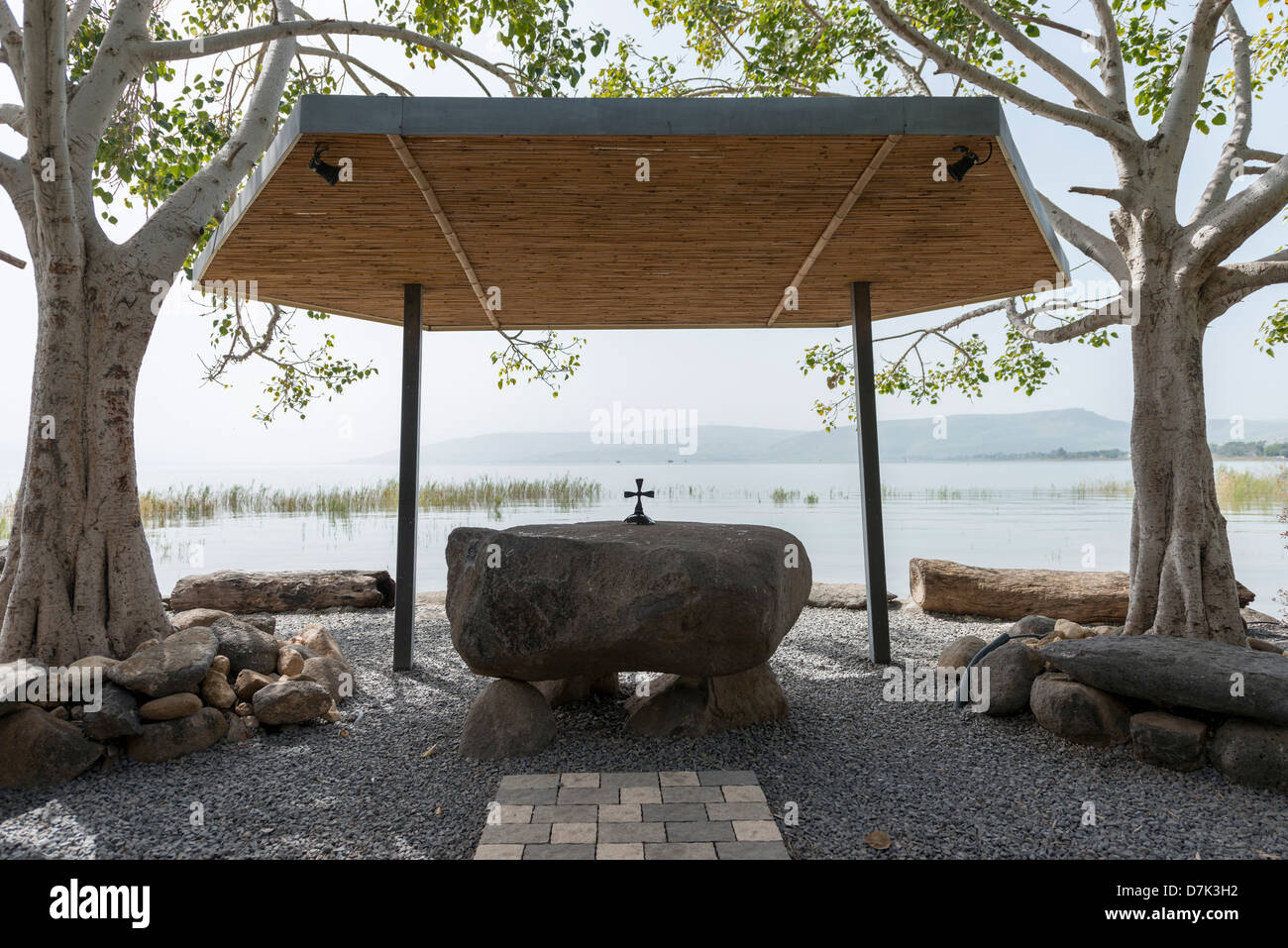 Open-Air-Kapelle an die Kirche liebt und Fische, Tabgha, Galiläa, Israel Stockfoto