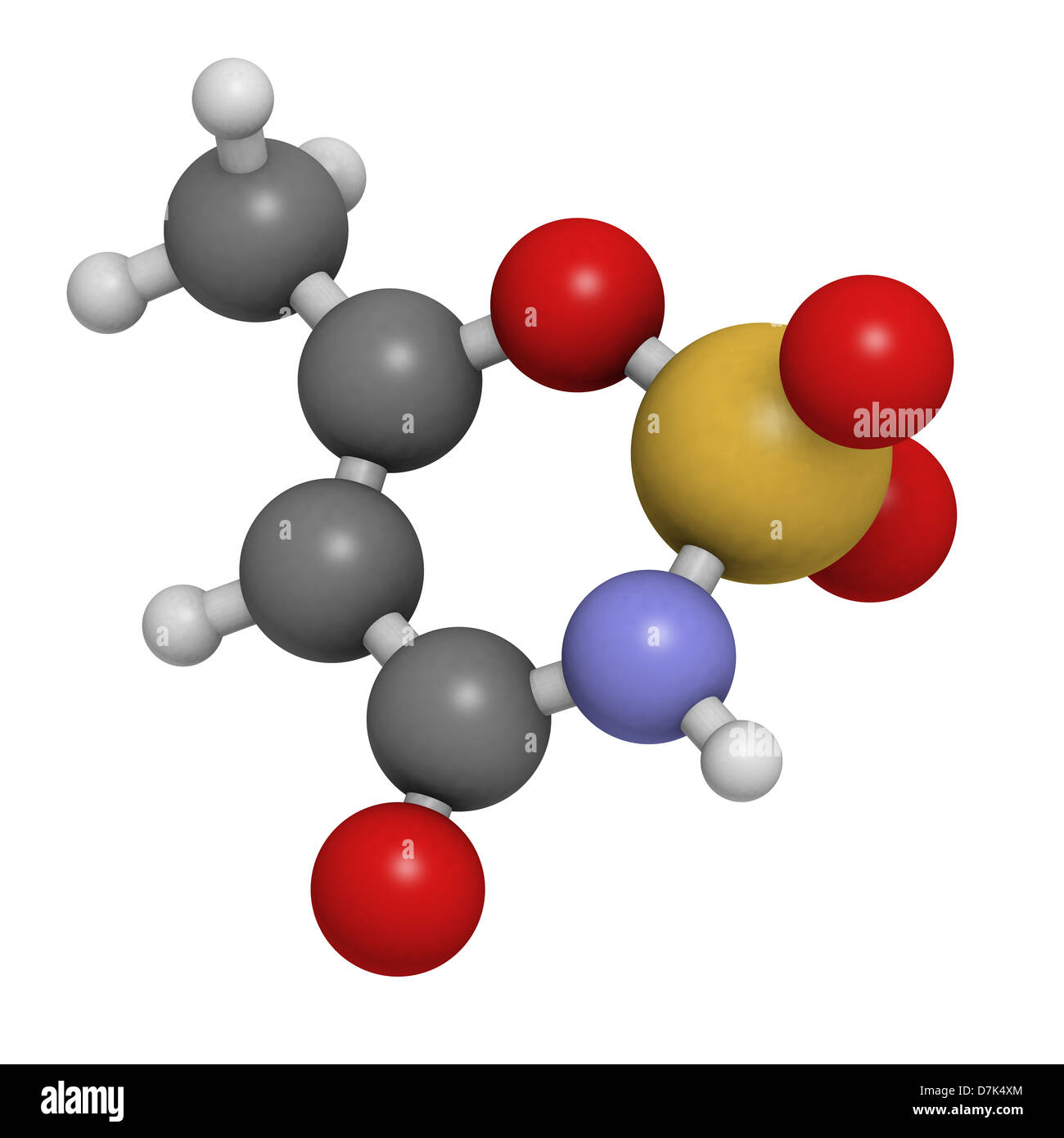 Acesulfam Süßstoff, Molekülmodell. Acesulfam wird hauptsächlich als seine  Kaliumsalz (Acesulfam-K) verwendet Stockfotografie - Alamy