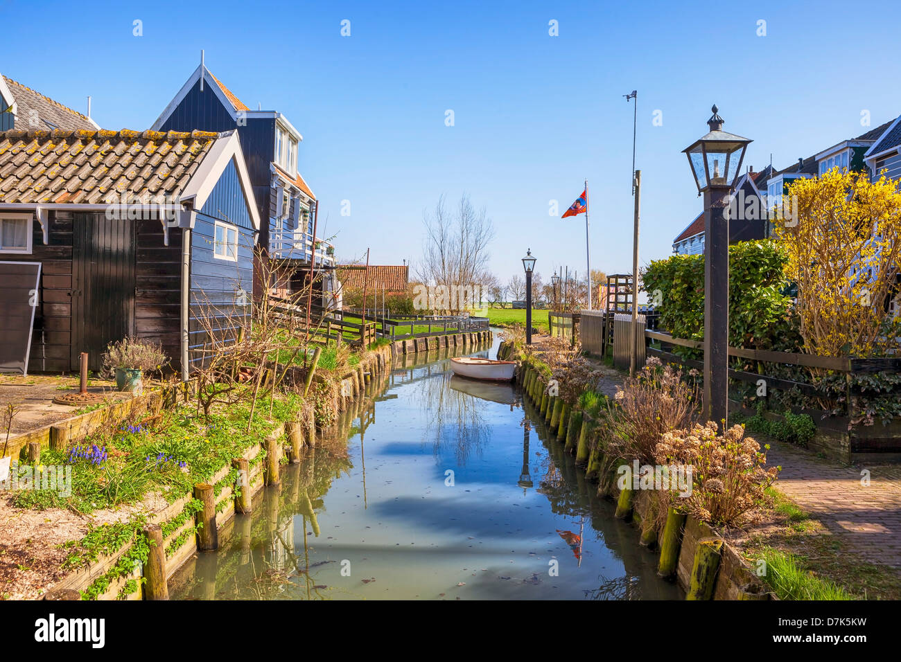traditionelle niederländische Häuser in Marken, Waterland, Nordholland, Niederlande Stockfoto