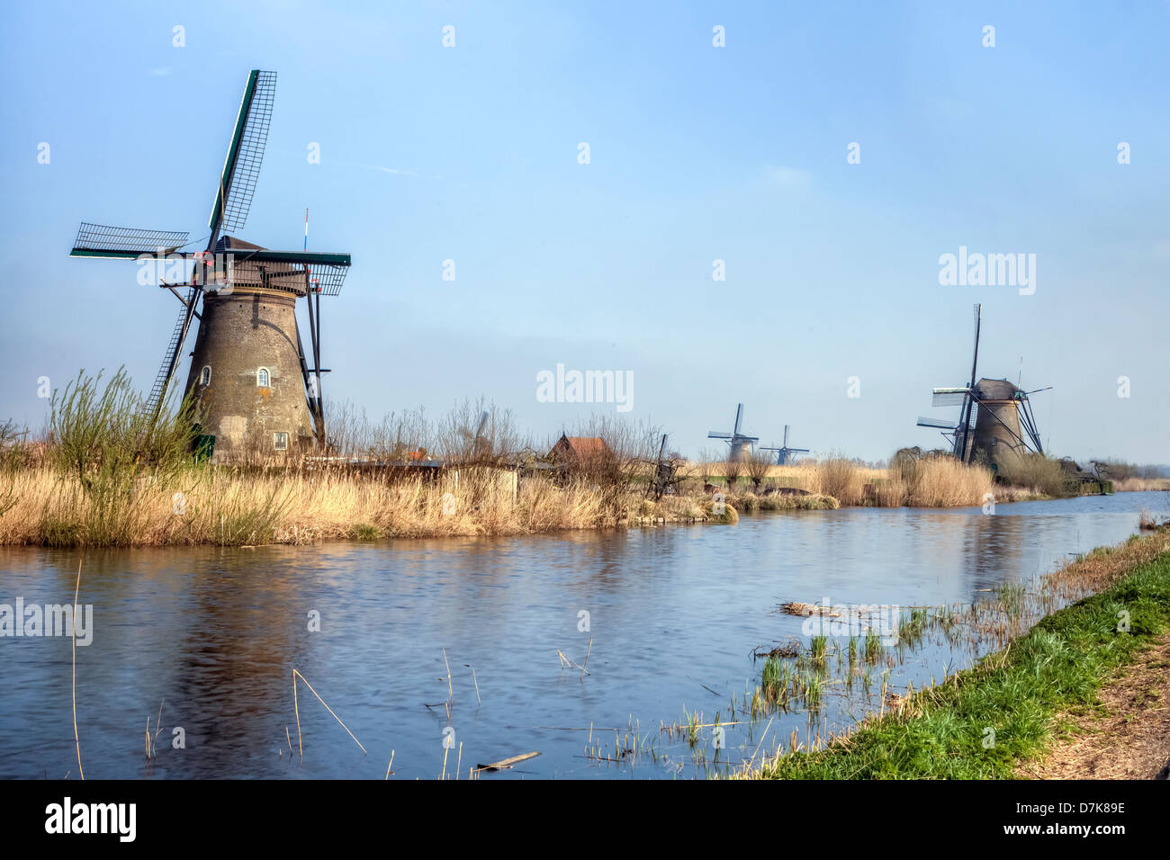 Kinderdijk, Moolenwaard, Südholland, Niederlande Stockfoto
