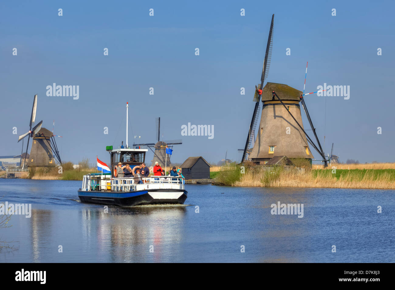 Kinderdijk, Moolenwaard, Südholland, Niederlande Stockfoto