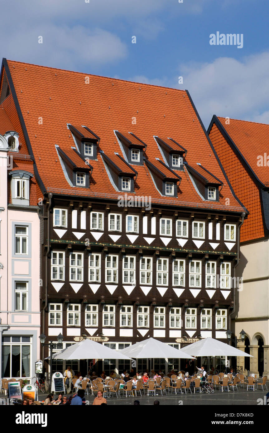Deutschland, Niedersachsen, Hildesheim, Marktplatz, Wollenweber Guildhall, Wollenwebergildehaus Stockfoto