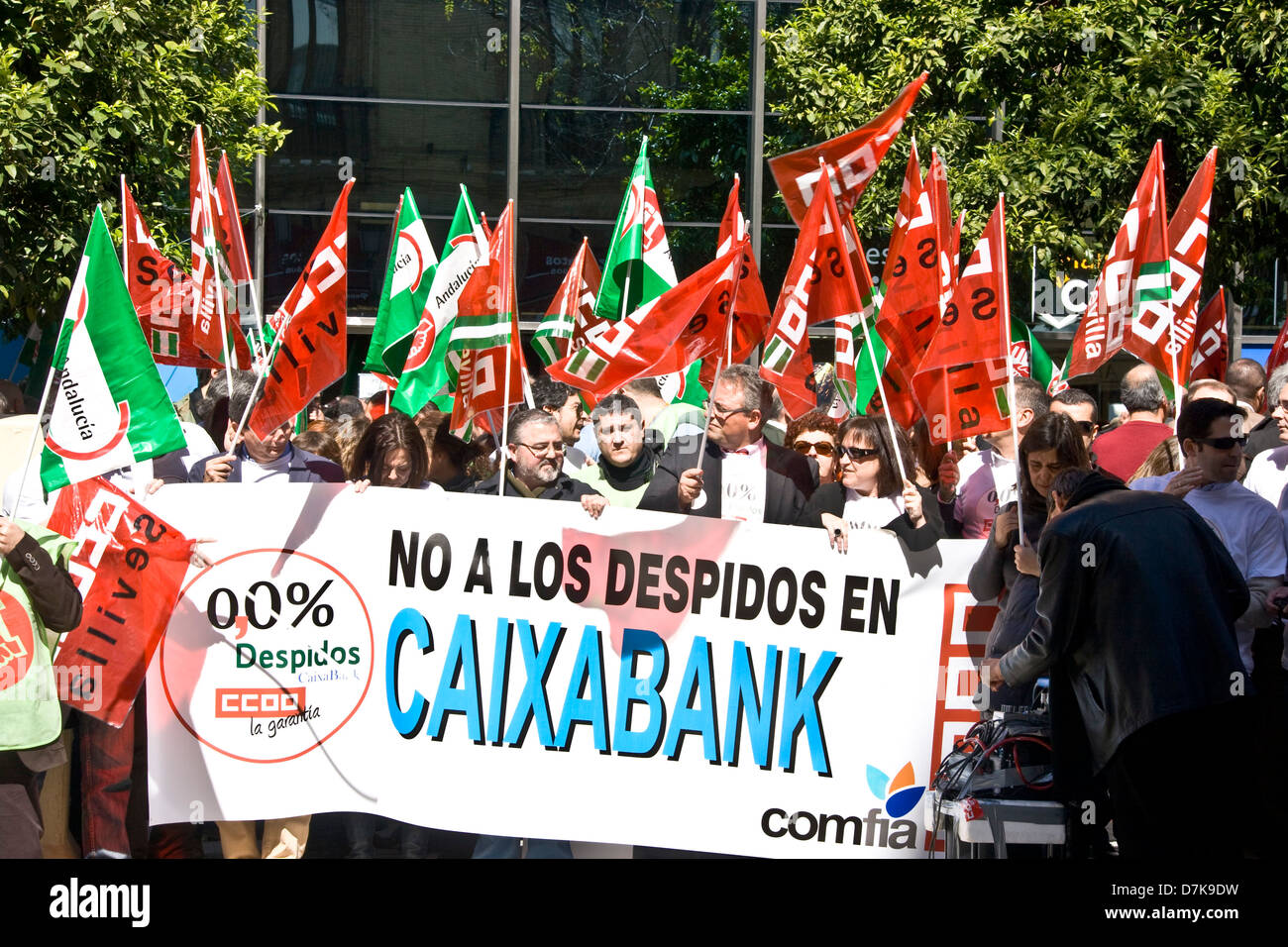 Bank Demonstranten in den Straßen von Sevilla Andalusien Spanien Europa Stockfoto