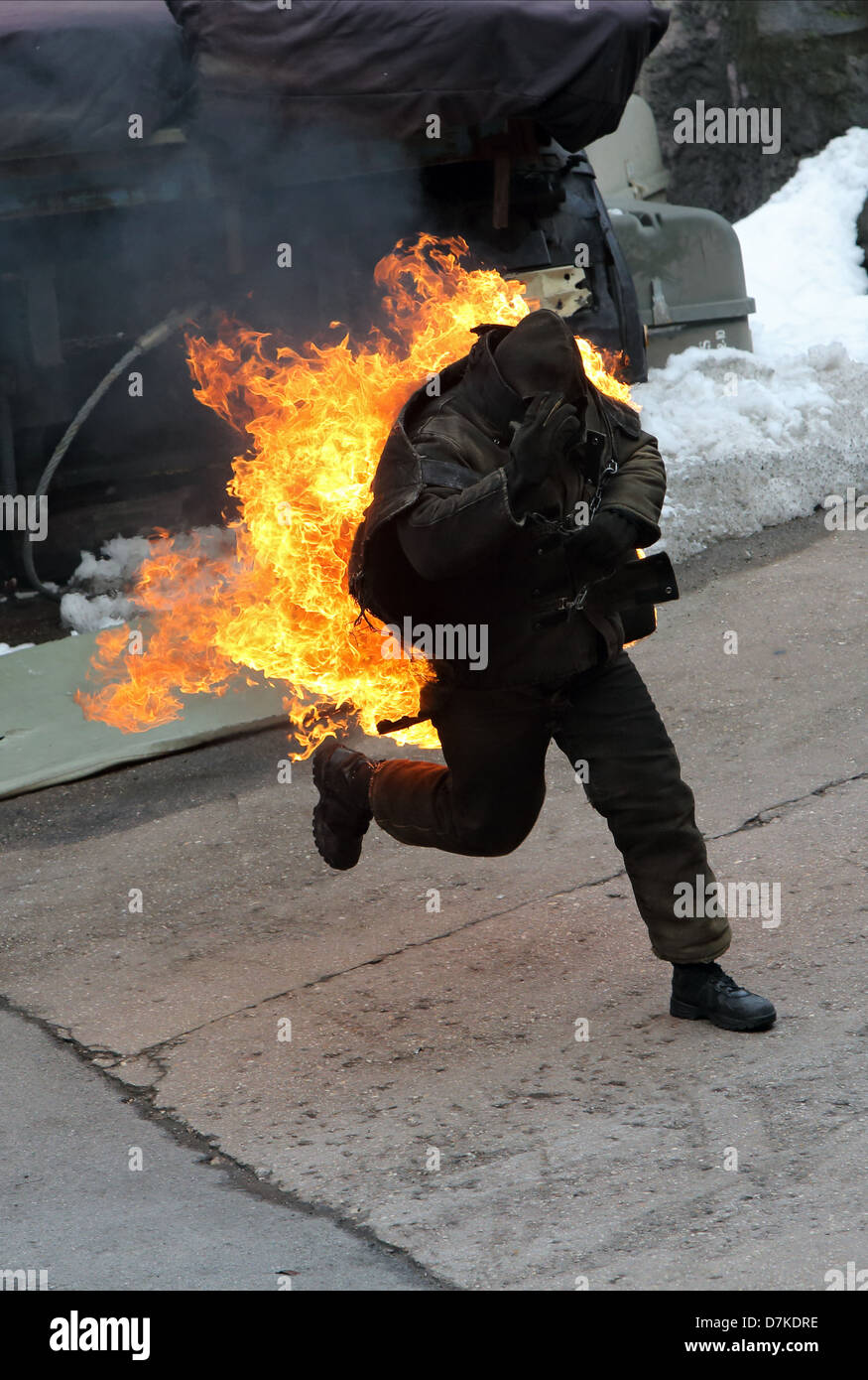 Potsdam, Deutschland, die Szene von der Feuer-Stunt-Show im Park Babelsberg Film Stockfoto