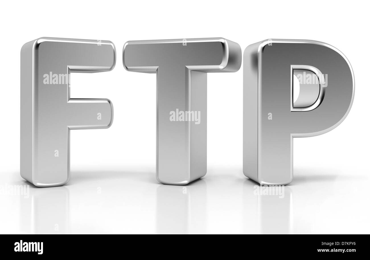 FTP-Zeichen. File Transfer Protocol. 3D-Konzept Stockfoto