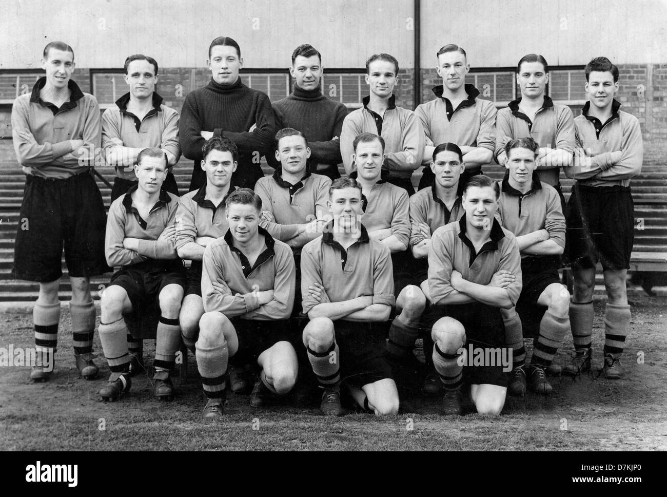 Wolverhampton Wanderers Team 1939 zurück zu rudern, Tom Galley, Bill Morris, Alex Scott, Cyril Sidlow, Frank Taylor, H Wright, Joe Gardin Stockfoto