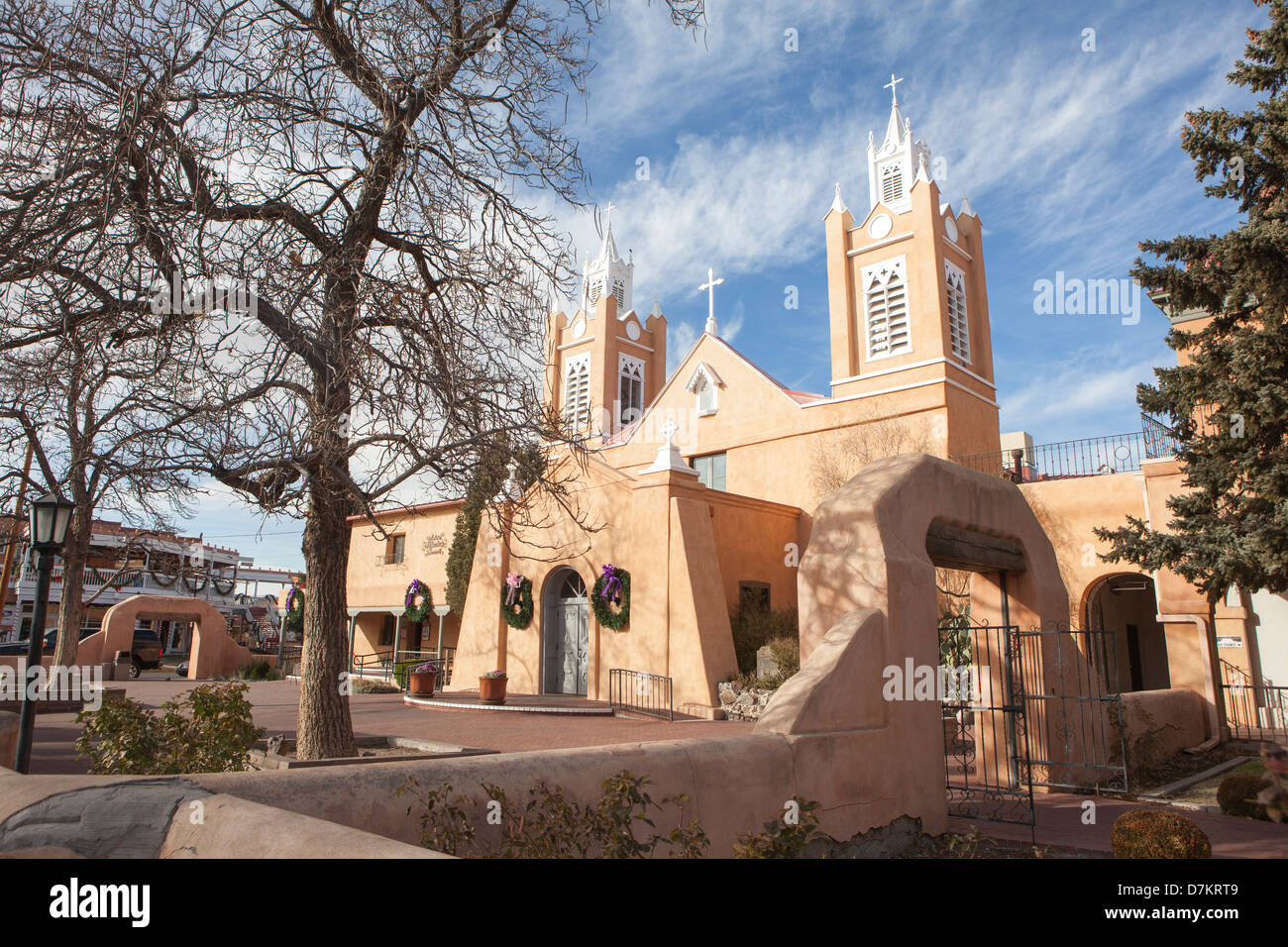 Kirche von San Felipe de Neri in Albuquerque, New Mexico, USA Stockfoto