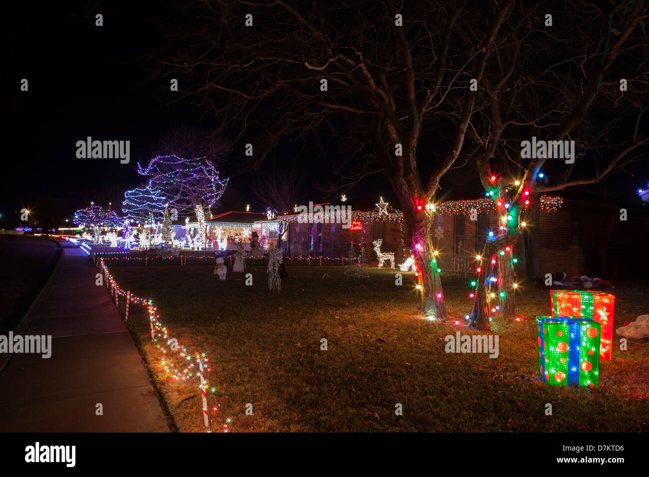 Neonlicht Weihnachtsdekoration in Amarillo, Texas, USA Stockfoto