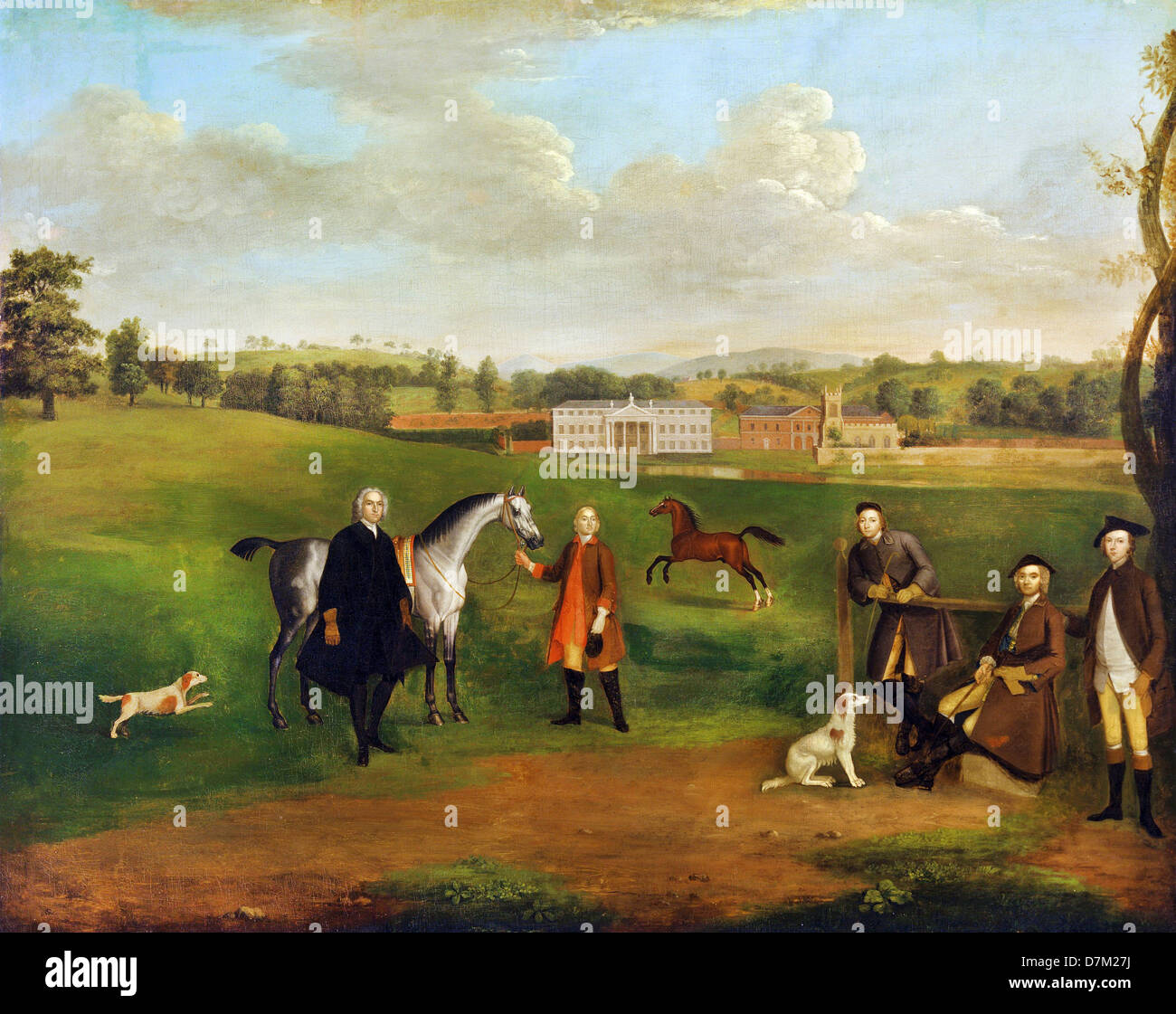 Arthur Devis, Leck Okeover, Pfr. John Allen und Kapitän Chester in Okeover Hall, Staffordshire 1745-1747 Öl auf Leinwand. Stockfoto