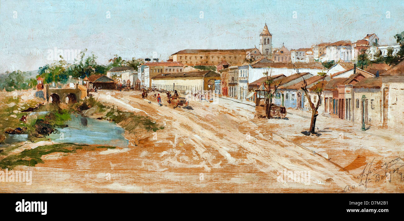 Antonio Ferrigno, Rua 25 de Marco, 1894 Öl auf Holz. Pinacoteca Estado de São Paulo, Brasilien Stockfoto