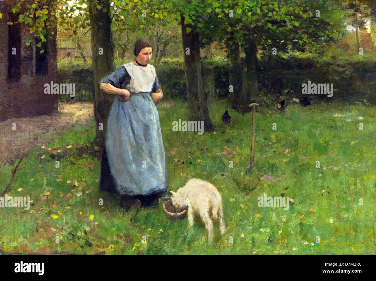 Anton Mauve, Frau von Laren mit Lamm 1885, Öl auf Leinwand. Gemeentemuseum Den Haag, den Haag Stockfoto